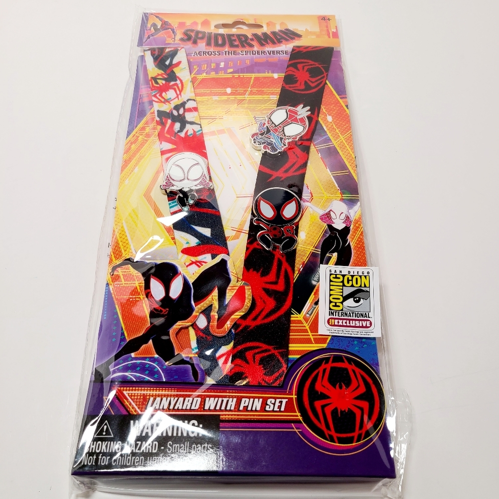 Monogram SDCC 2023 Spiderman Across the Spiderverse Lanyard and Pins